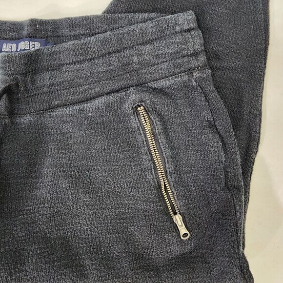 American Eagle Women Jogger Pants Medium Zip Pocket High Rise Drawstring Ankle - Picture 6 of 11